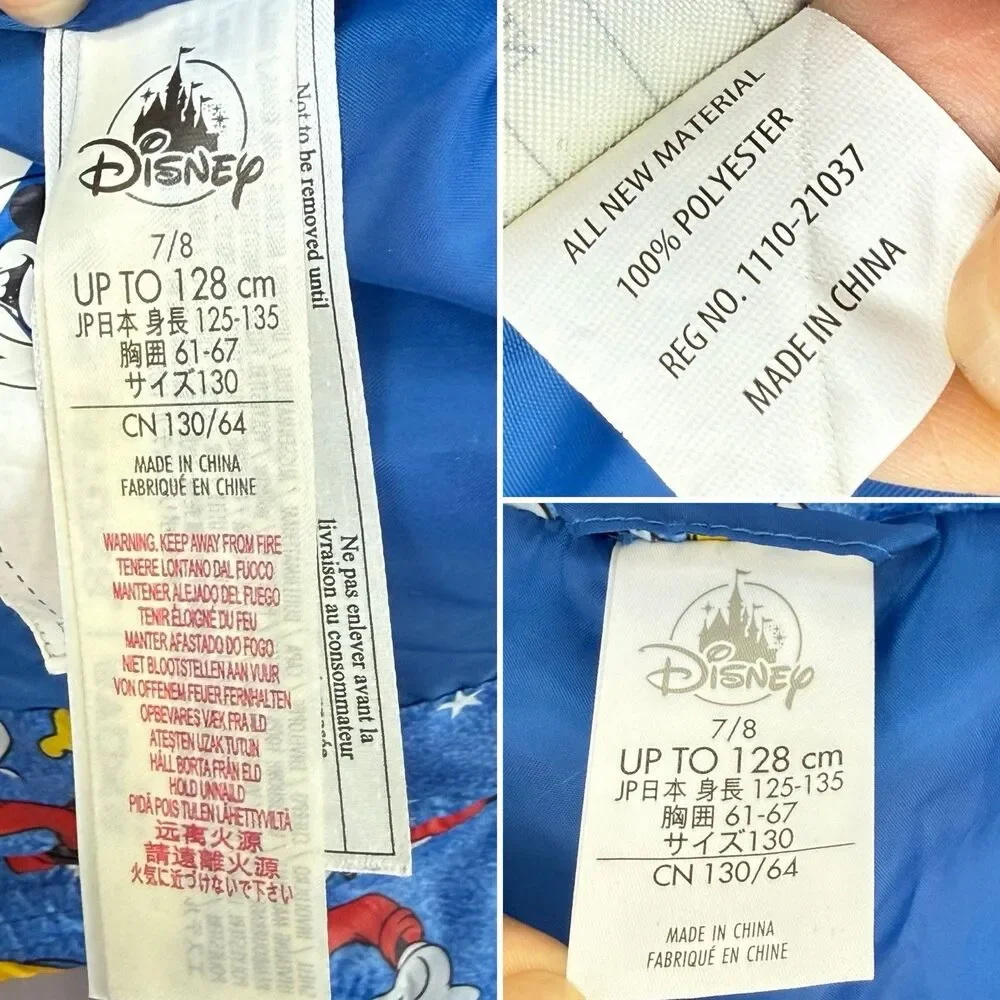 DISNEY Store Mickey Mouse Blue LightWeight Puffy Puffer Jacket Size 7/8